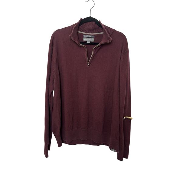 Eddie Bauer Men’s Merino Wool Blend Quarter Zip Sweater Size 2XL Henley Casual - Picture 1 of 7